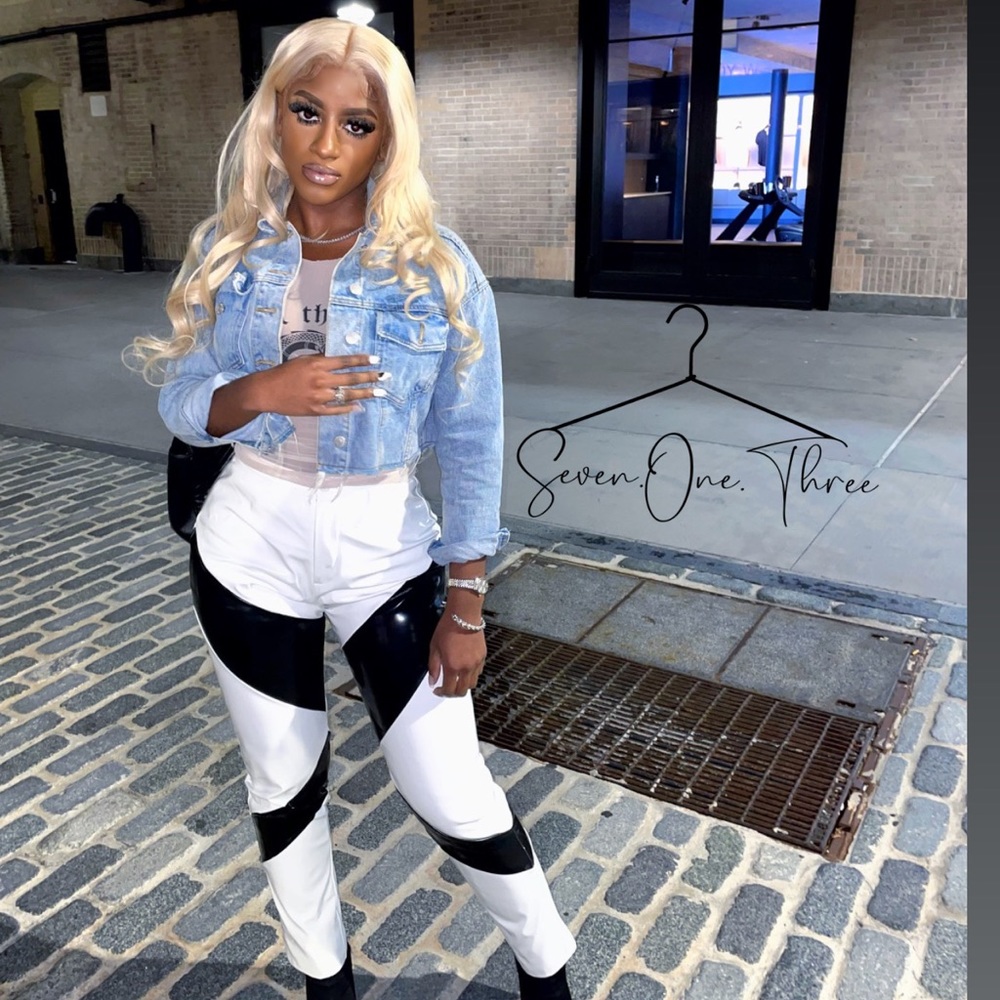 BRAND NEW IN PACK Black and white leather pants